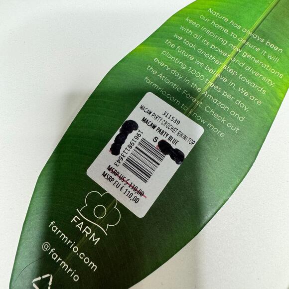 Farm Rio Macaw Tropical Print Beaded Bikini Set Size Small Top & Medium Bottom - Picture 13 of 16